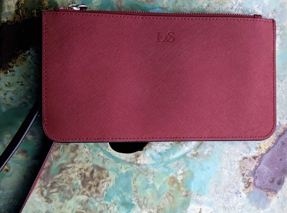 Lo & Sons Smartphone Wristlet - Red Saffiano Leather